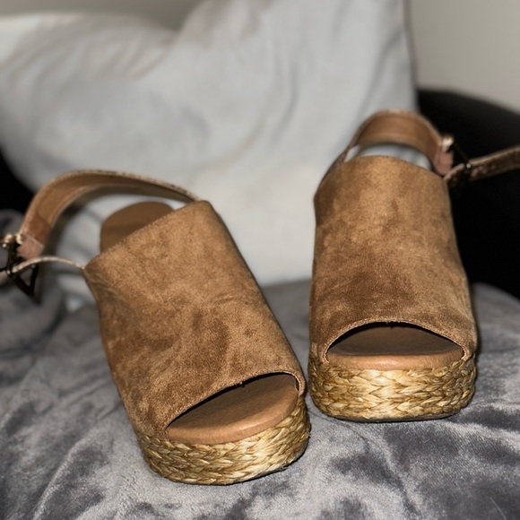 Coconuts By Matisse Straw High Heel Wedges Sandals - Picture 2 of 7